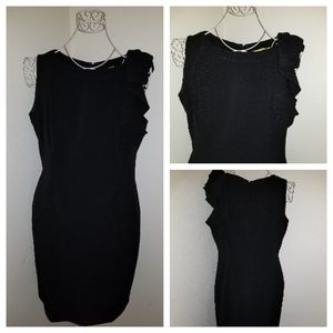 Calvin Klein Black Ruffle Sheath Dress